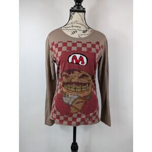 103•6 Womens Medium T-Shirt Long Sleeve Super Mario Brothers Fashion Weird Art